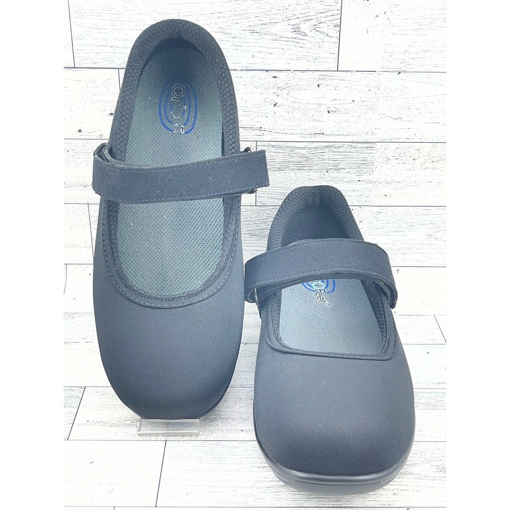 Orthofeet 827 Women Black Stretch Mary Jane Orthopedic Shoes Sz 8.5 XX-Wide 4E